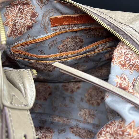 HOBO Fortune Large Brown Smooth Hide Leather Shoulder Handbag, Beige/Taupe - Picture 8 of 11